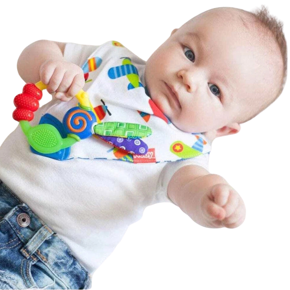 Nuby Wacky Silicone Baby Teether Ring Soft Chew Toy and Soother for Infants Aged 3m+ New