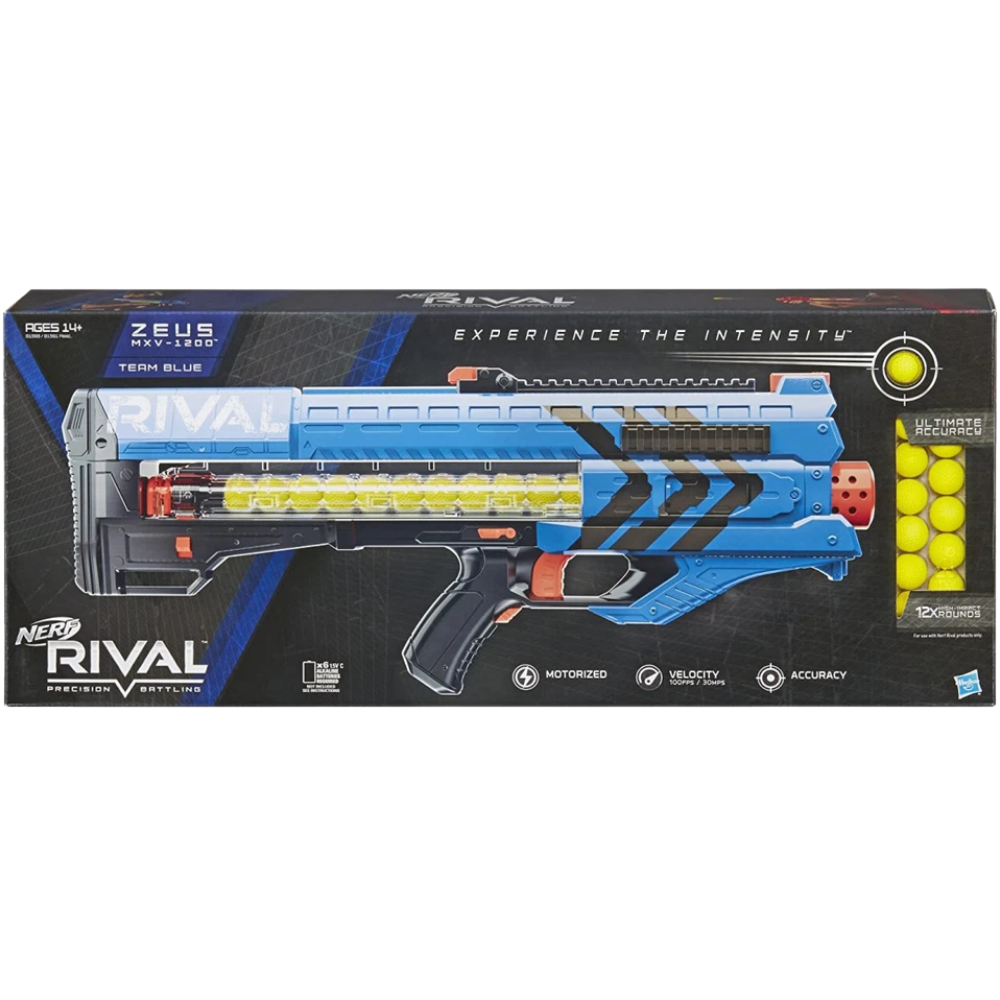 Nerf Rival Team Blue Zeus Mxv-1200 Motorised Blaster with 12 Rounds Hasbro Kids Toy