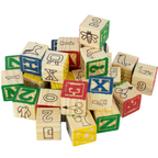 Wooden ABC 123 Building Blocks 30-Piece Alphabet Numbers Learning Toy