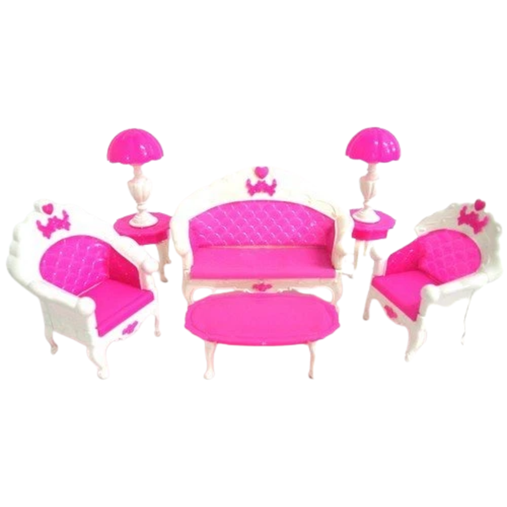 Lovely Pink 12" Fashion Doll House Bedroom Living Room Furniture