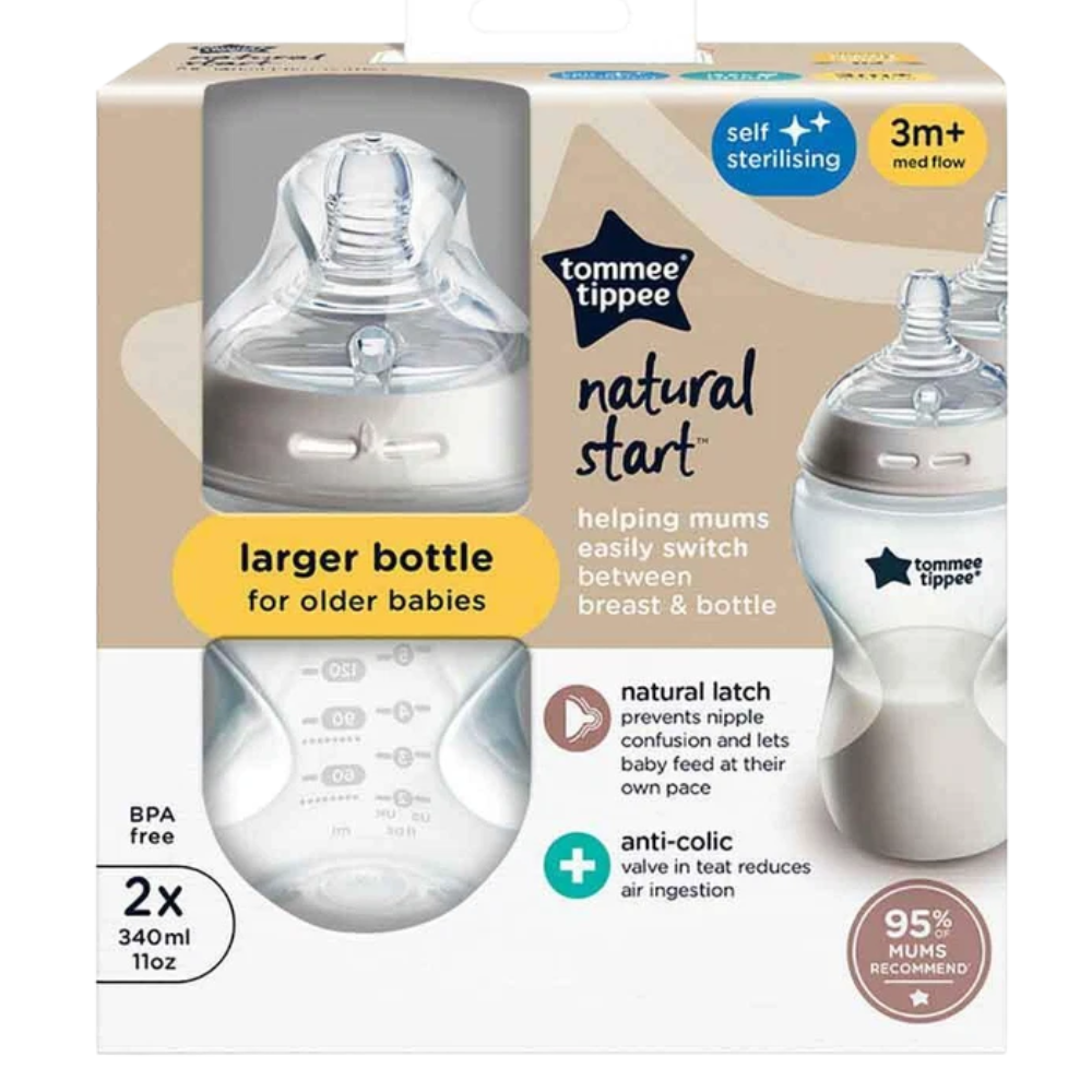 Tommee Tippee Natural Start Anti-Colic Baby Bottles 340ml Pack of 2