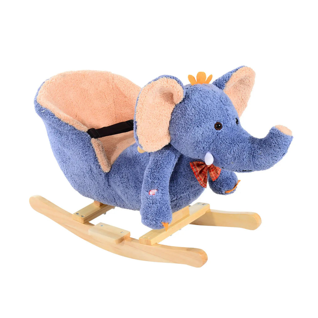 HOMCOM Rocking Horse Toddler Ride-On Elephant with Seat Belt and Music Toy