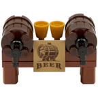 LEGO Beer Wine Barrels Kegs x2 with Taps Stands Goblets Pub Castle Pirate MOC Set