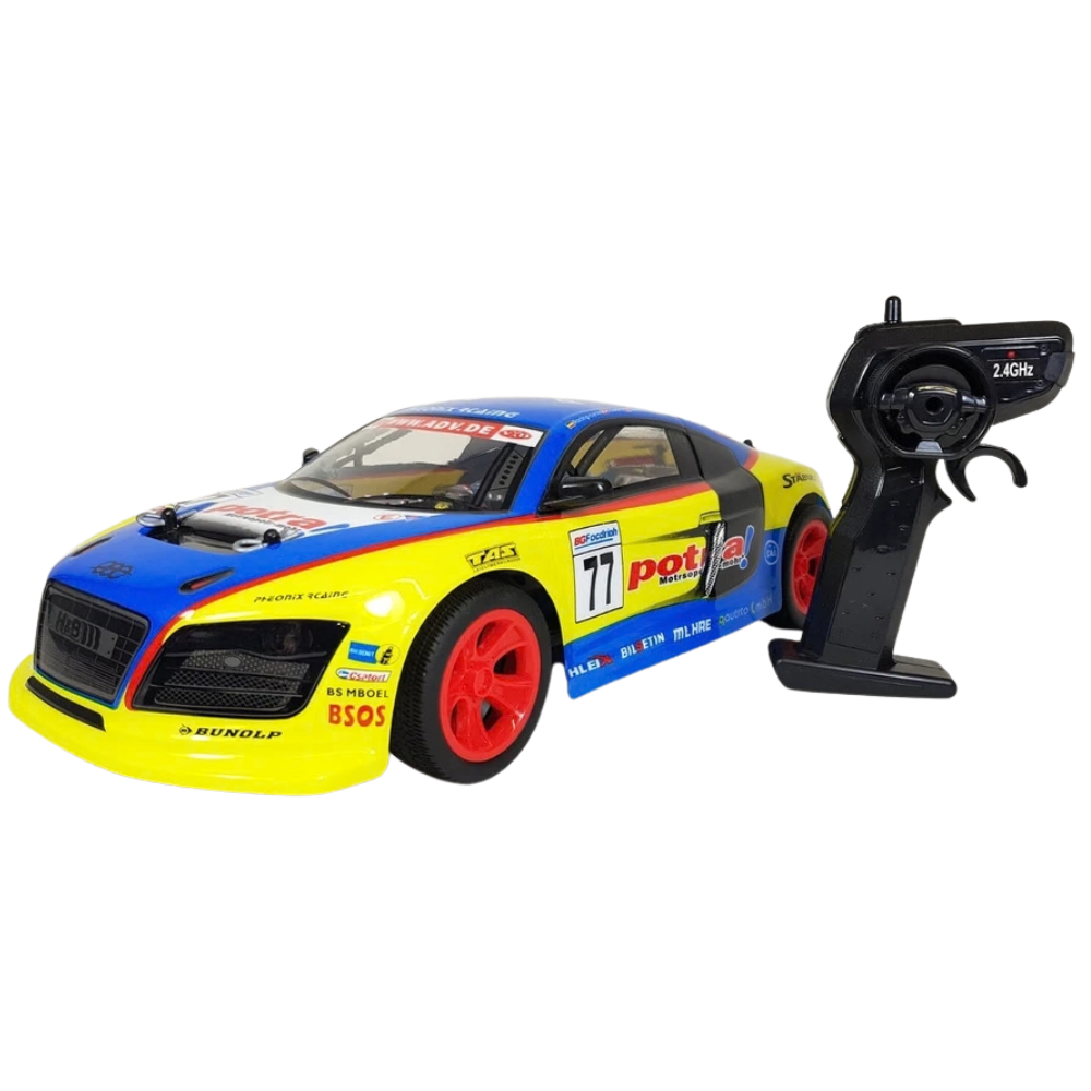 1:10 RC Audi R8 Style Drift Car 45cm 2.4GHz LED Lights RWD Racing Toy 6+