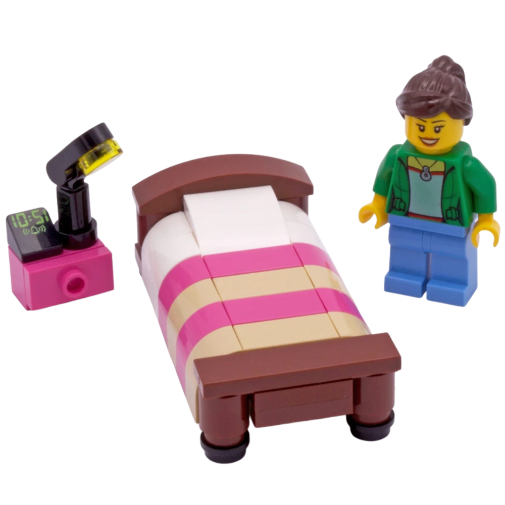 Lego Pink Single Bed Bedroom Furniture Custom Kit Made with Real Lego Bricks Display Model Set