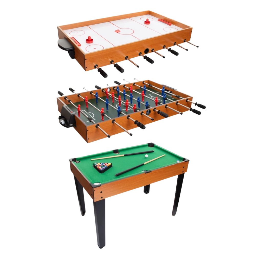 Abeec 3-In-1 Games Table Kids Air Hockey Football Pool Multi Sports Game Table 5+