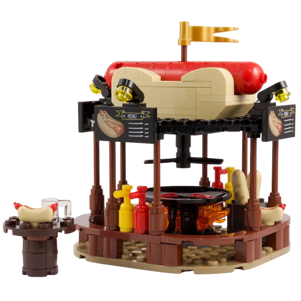 Lego German Hot Dog Stand Winter Christmas Market Bratwurst Food Stall Genuine Parts Display