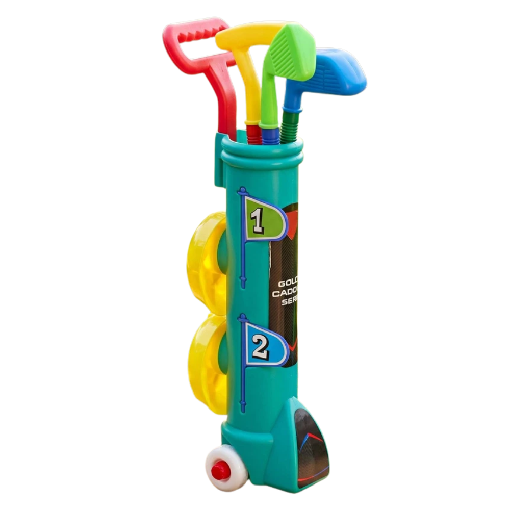 Kids Golf Set with Trolley 11 Pcs Junior Golf Clubs Balls Flags & Practice Holes