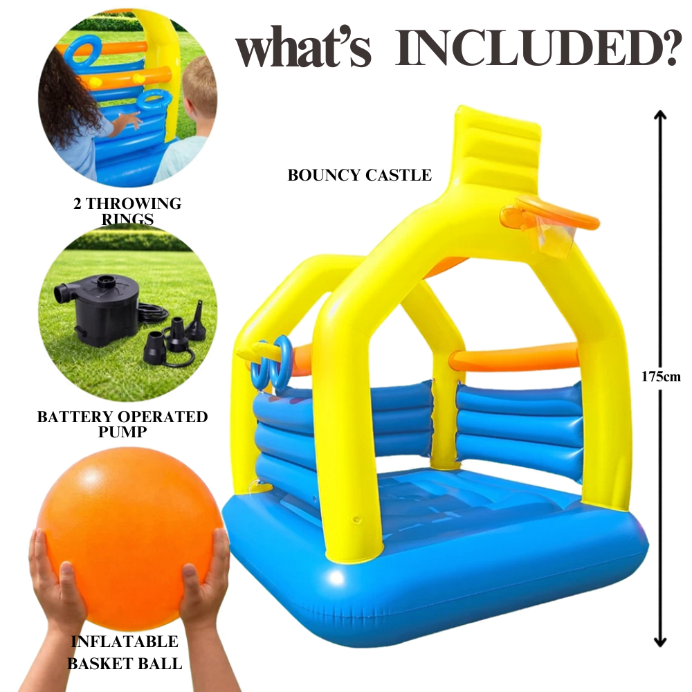 Abeec Inflatable Bouncy Castle for Kids 175cm Indoor Outdoor Garden Play Bouncer Activity Toy