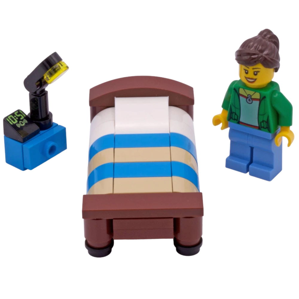 Single Bed Blue Bedroom Furniture Custom Kit Made with Real Lego Bricks Display Gift Idea Set