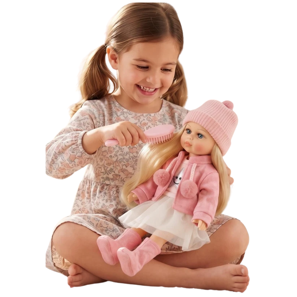 15" Fashion Doll Pink American Style Girl Rotatable Head Styling Hair BiBi Doll Toy 3+