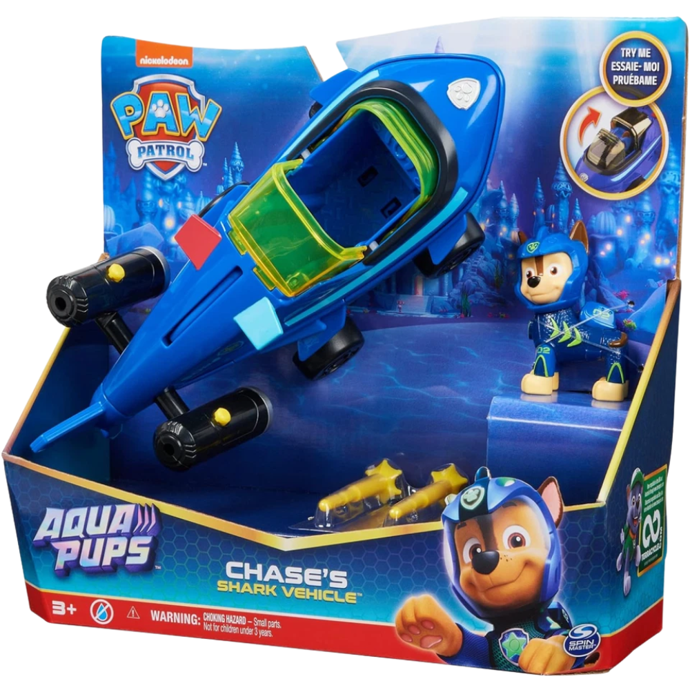 PAW Patrol Aqua Pups Chase Transforming Shark Rescue Vehicle Kids Toy Playset
