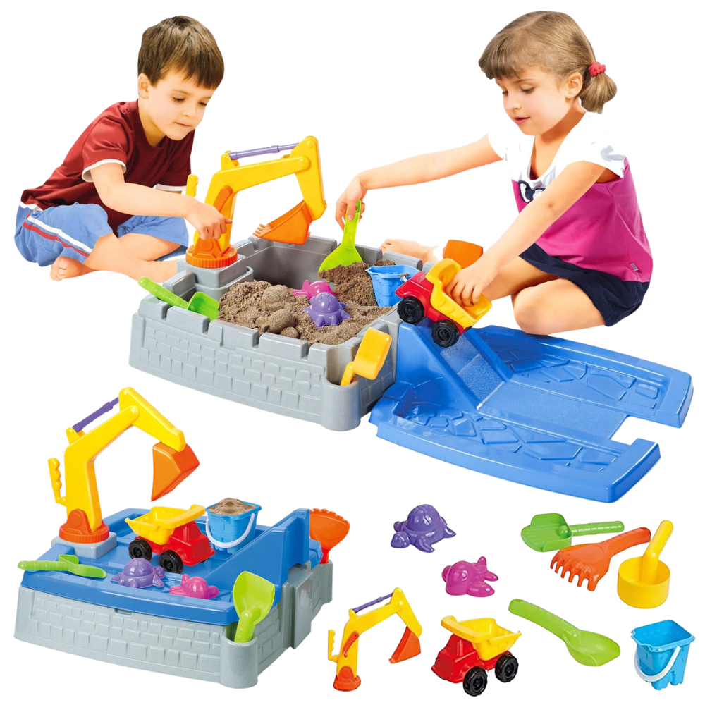 Kids Sand & Water Table Garden Sandpit Play Set with Watering Can Spade Fork Bucket Toys