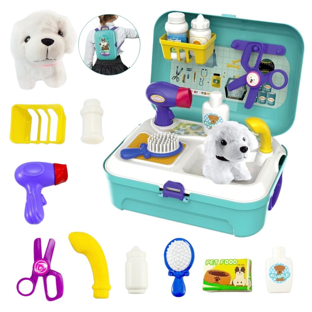 Bowa Pet Dog Grooming Pretend Playset for Kids, Vet Roleplay Toy Gift Age 3+