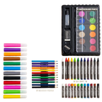 Kids Art Set 67pc Colouring Painting Supplies Pencils Crayons Wooden Box Craft Kit Toy Set