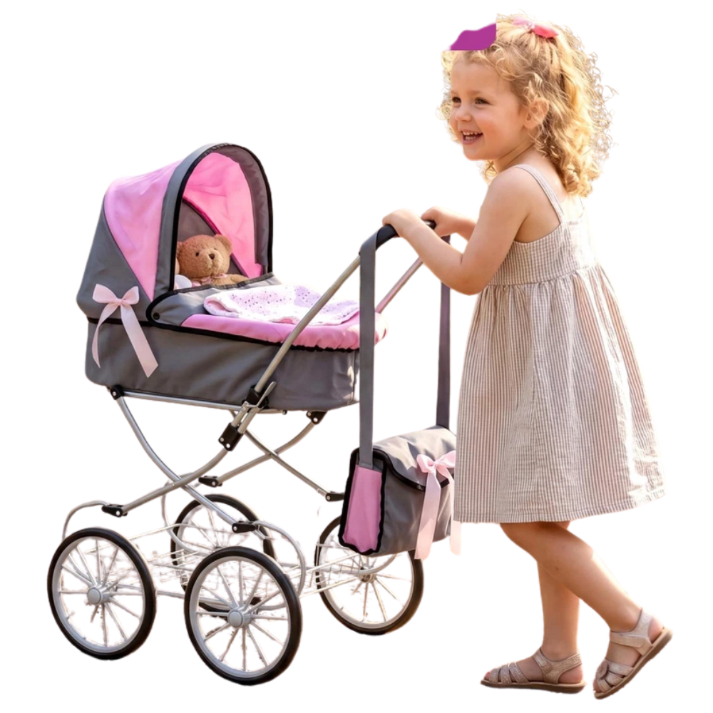 Baby Doll Cambridge Baby Doll Pushchair Pink Pram with Carry Bag Basket Folding Frame Toy!