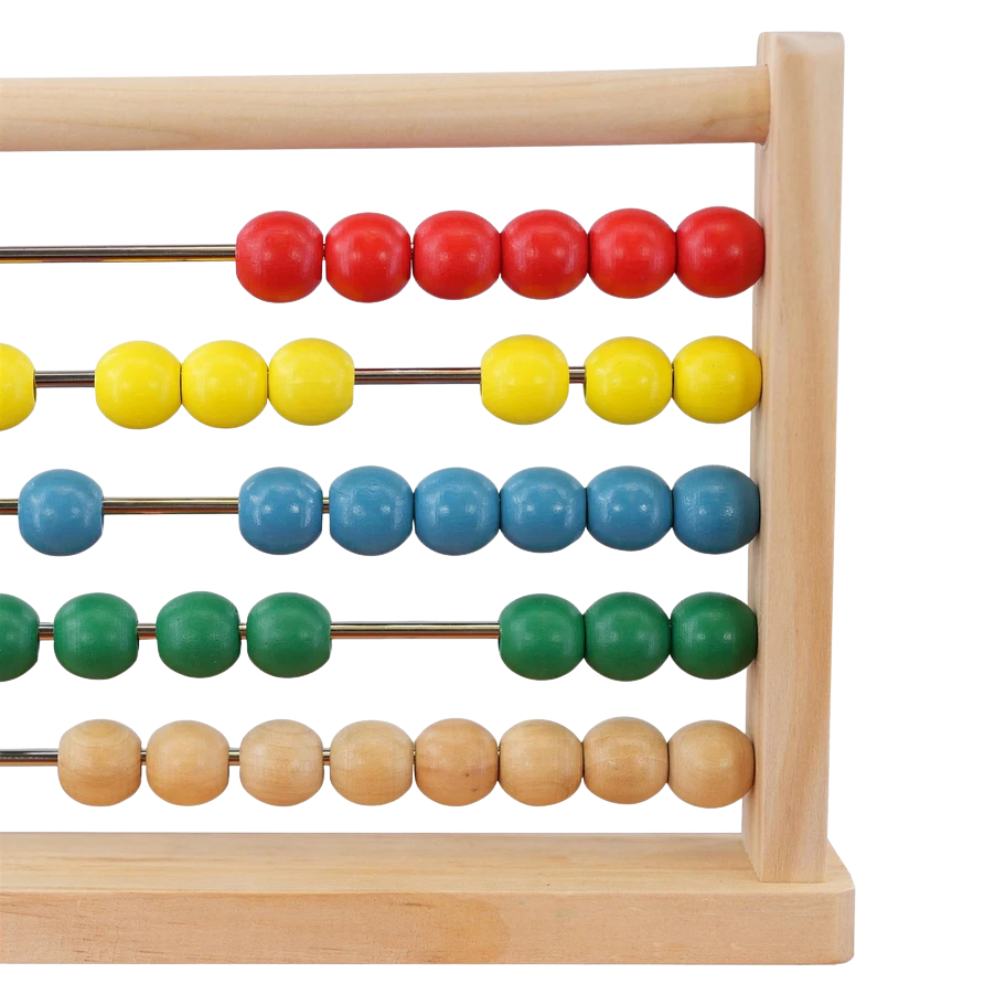 Wooden Abacus for Kids 50 Beads Maths Counting Frame Toddler Learning Toy
