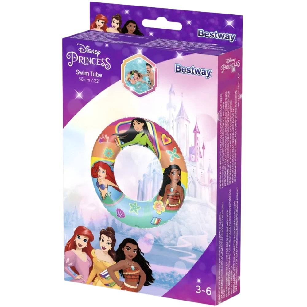 Disney Princess Inflatable Swim Ring for Kids, Swimming Pool Float Age 3+