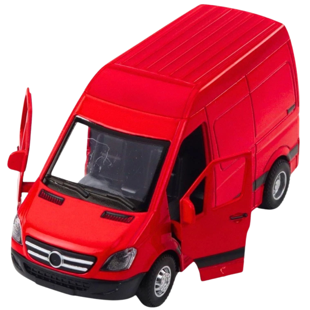 Mercedes Sprinter Van Diecast Model Toy Red with Lights and Sound Approx 1:32 Scale