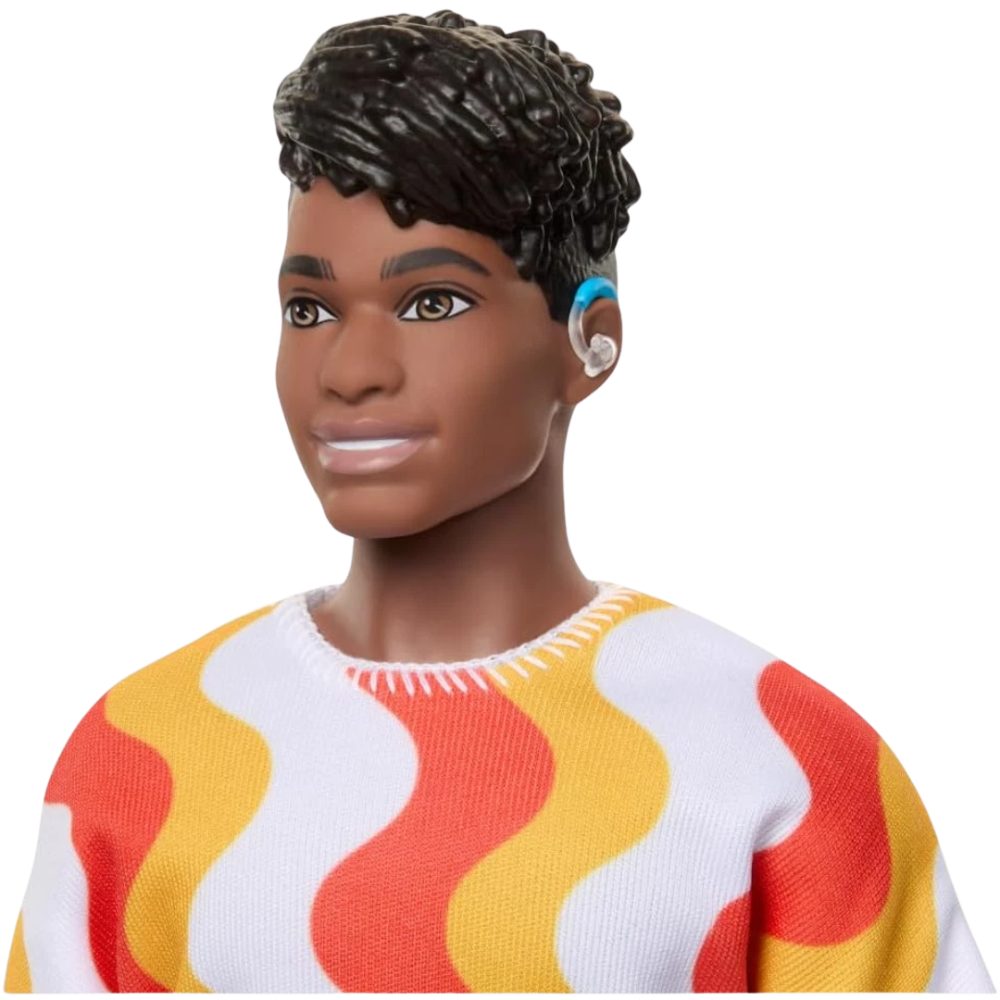 Barbie Fashionistas Ken Doll 65th Anniversary #220 Hearing Aid Orange Shirt 30cm 3+