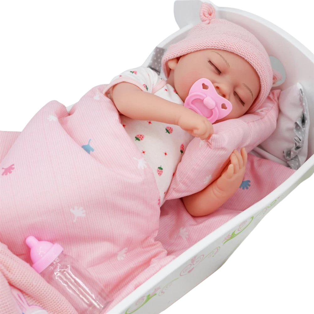 Baby Doll Bedding Set 3pcs Pink Quilt Pillow Mattress for Dolls Up to 20 Inch Pram Cot Toy