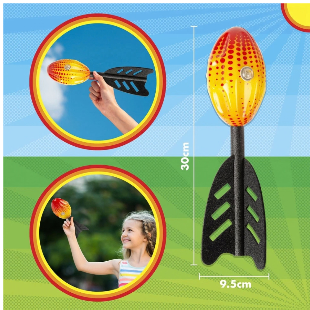 Abeec Whistle Rocket Throwing Toy for Kids Outdoor Air Rocket Launcher 2 Foam Rockets