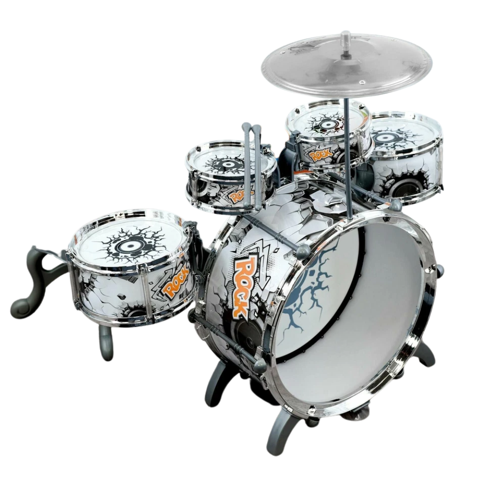 Kids My First Drum Kit Play Set Drums Cymbal Foot Pedal Sticks & Stool