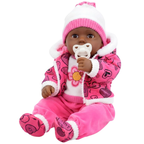 20 Inch Lifelike Ethnic Black Baby Doll Bibi Toy with Dummy Sounds & Accessories for Kids