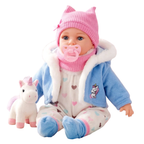 16" Baby Doll Girl Louise Soft Body Toy with 16 Sounds Dummy & Coat Blue