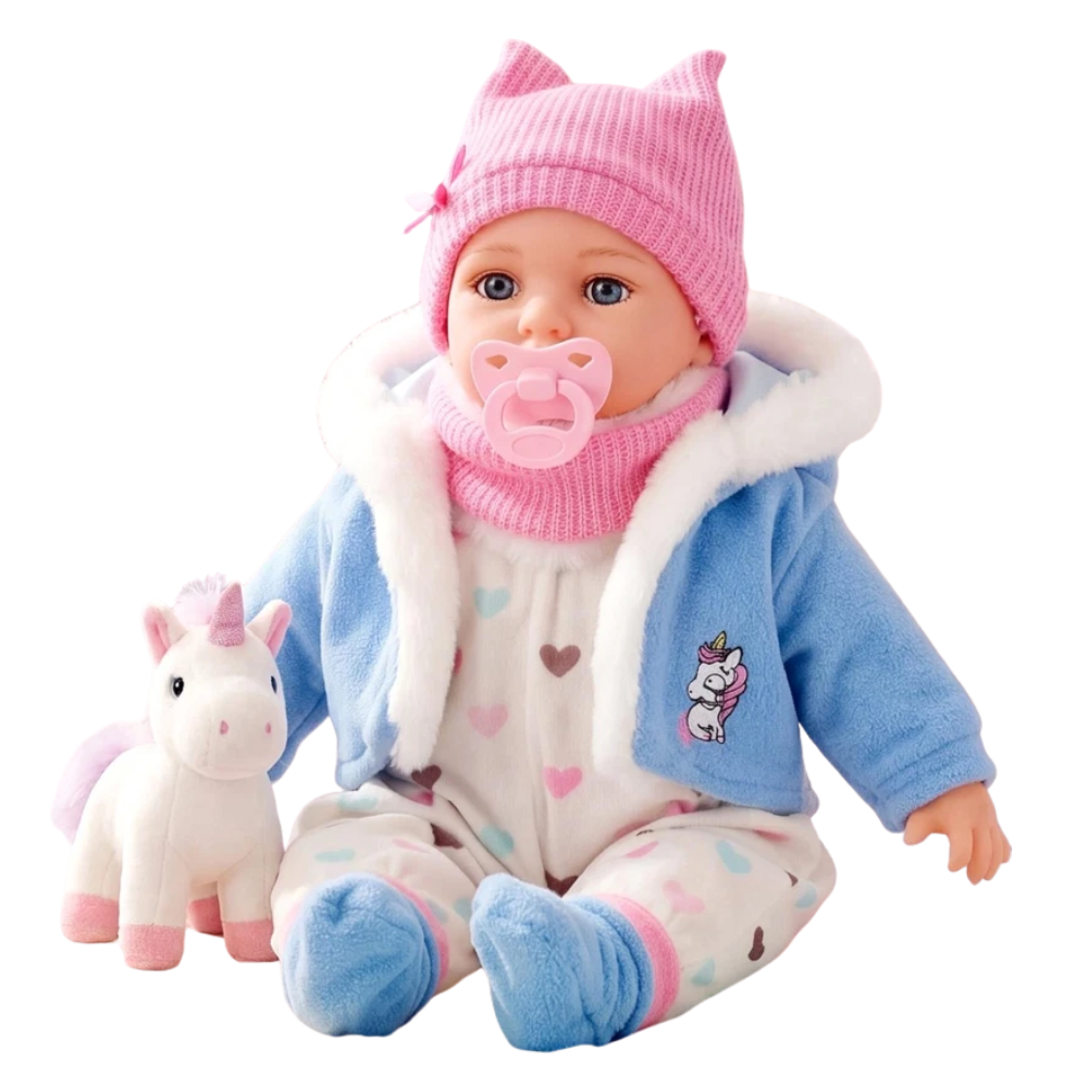 16" Baby Doll Girl Louise Soft Body Toy with 16 Sounds Dummy & Coat Blue