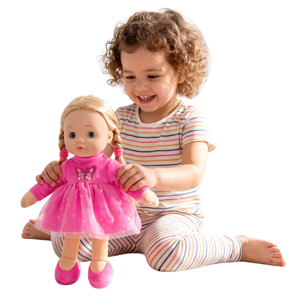 12" Baby Doll Sleeping Cuddle Toy Soft Plush Body with Vinyl Head BiBi Doll