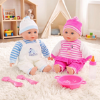 Twin Baby Dolls Girl Boy Bibi Twins Set 13-Inch Dolls with Magic Bottle Feeding Toy Set