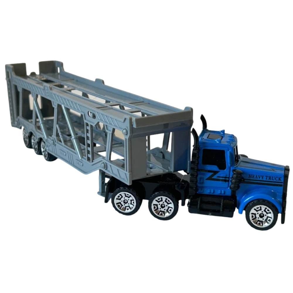 Blue Diecast Lorry Truck Transporter Hauler Toy Model Vehicle for Kids Collectors Display