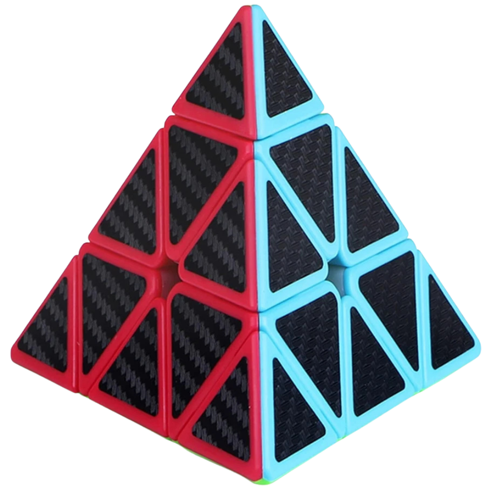 Speed Cube Puzzle Set with 3x3 Cube and Pyraminx Pyramid Carbon Fiber Sticker Design