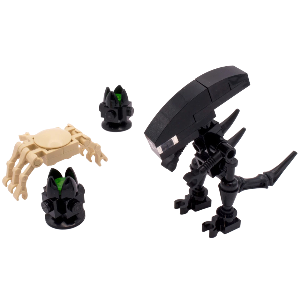 Lego Alien Xenomorph & Facehugger Custom Kit Made with Real Lego Bricks Display Set