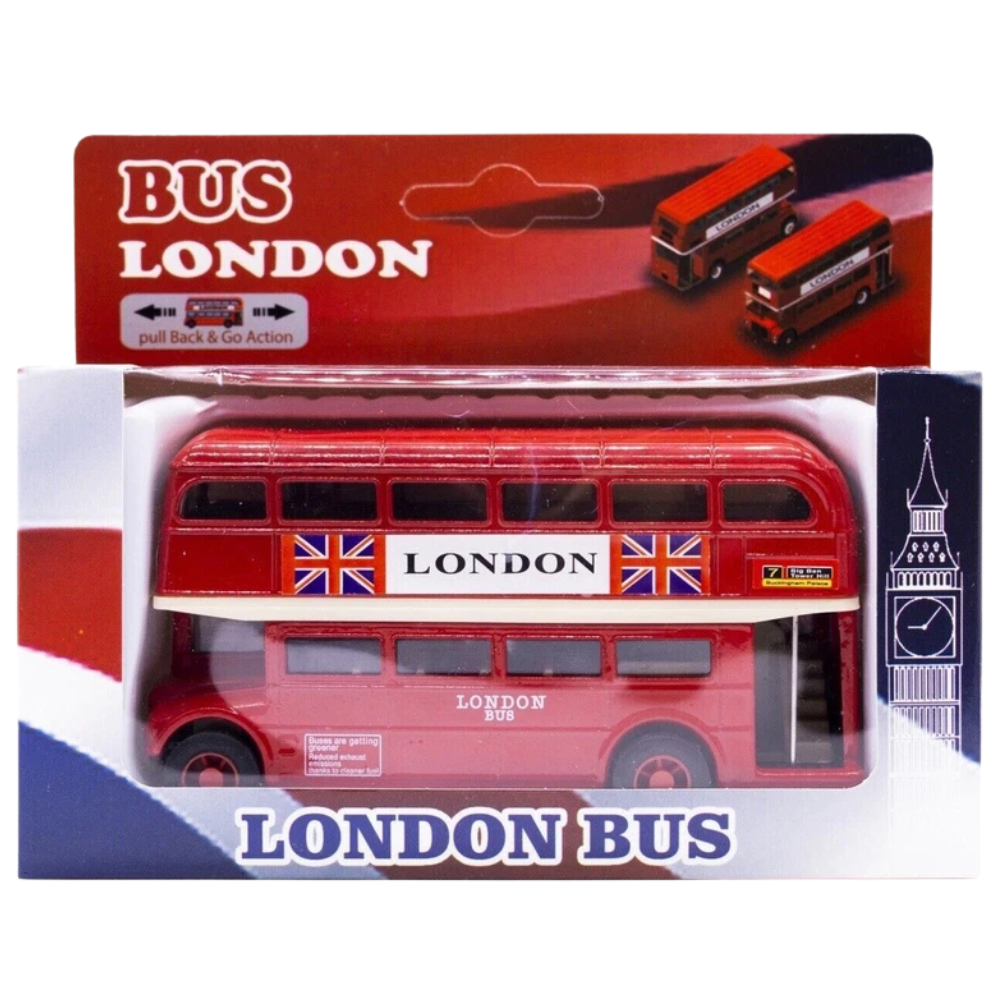 London Black Cab and Bus Die Cast Metal Pull Back Go Toy Cars for Kids Gift Set