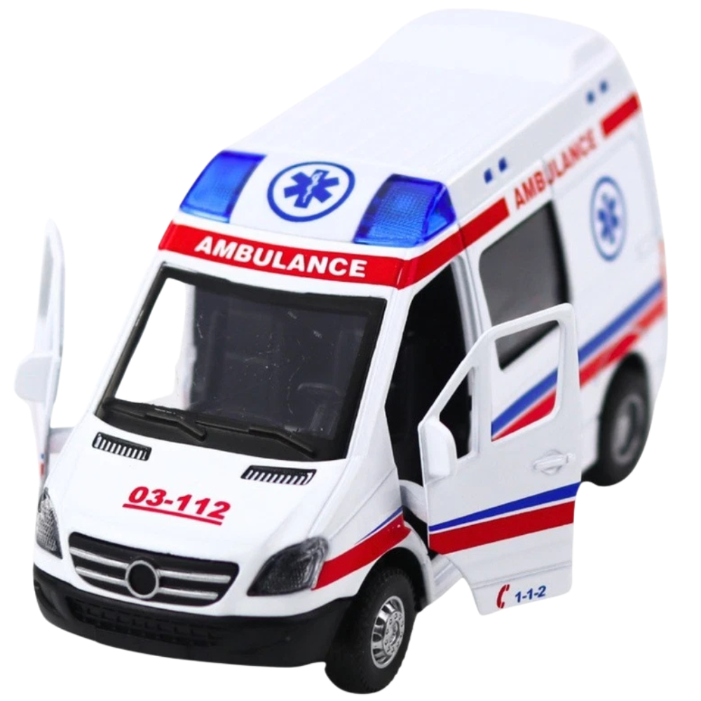 Mercedes Sprinter Ambulance Van Diecast Model Toy with Lights and Sounds 1:32 Scale for Kids