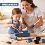 12 Piece Kids Baking Set Children's Cooking Kit with Silicone Moulds & Mini Rolling Pin