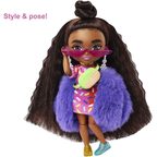 Barbie Extra Minis Doll 5.5in Sprinkle Dress Furry Purple Coat Accessories Fashion Toy 3+