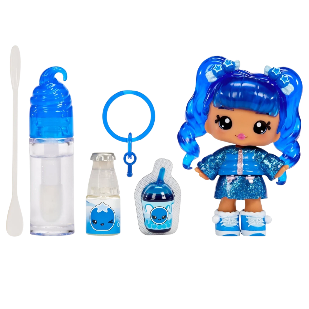 MGA Yummiland Rory Blueberry Lip Gloss Doll with DIY Shimmer Lip Gloss Kit and Accessories