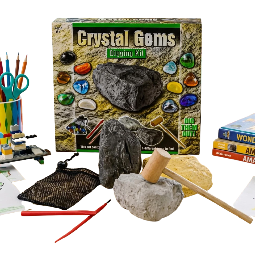 Crystal Digging Kit for Kids Gemstone Excavation Science Toy Set Boys Girls Learning Fun