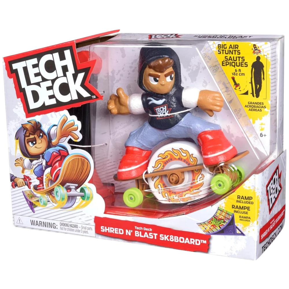 Tech Deck Shred N Blast Motorised Fingerboard Skateboard Toy Jump Ramp Tricks 6+ Kids Gift