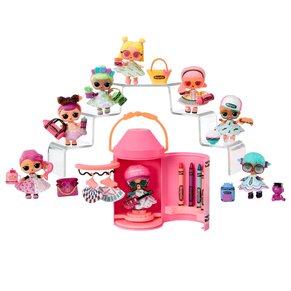 L.O.L. Surprise! Loves Crayola Colour Me Studio Doll with 4 Crayons and 20 Paper Fashions