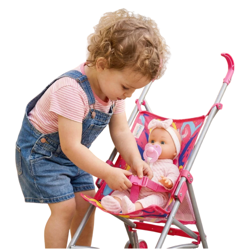 Baby Doll with Toy Stroller Pushchair Dummy Magic Bottle & Feeding Accessories Set