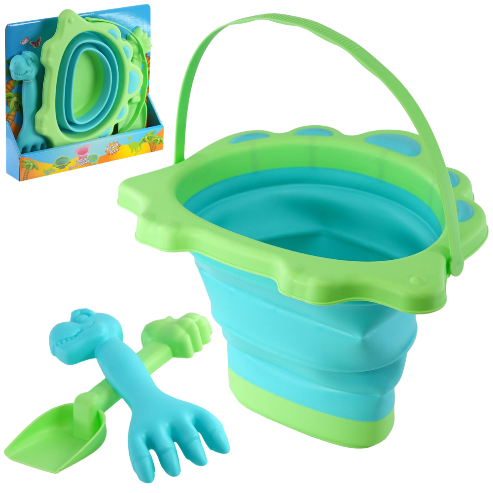 Kids Foldable Beach Bucket Spade Set Collapsible Animal Sandpit Toy Outdoor Play New