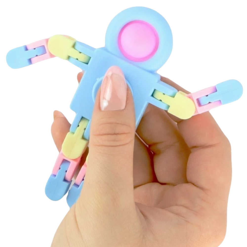 Pastel Fidget Robot Toy Pop Spin Twist Sensory Stress Relief Kids Adults
