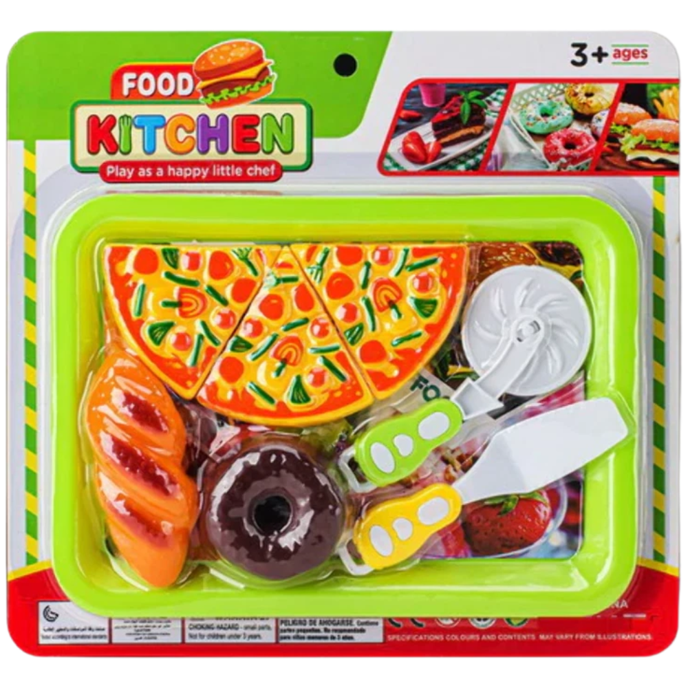 Kids Pretend Play Food Kitchen Set Pizza Ice Cream Little Chef Realistic Food Toy Ages 3-7