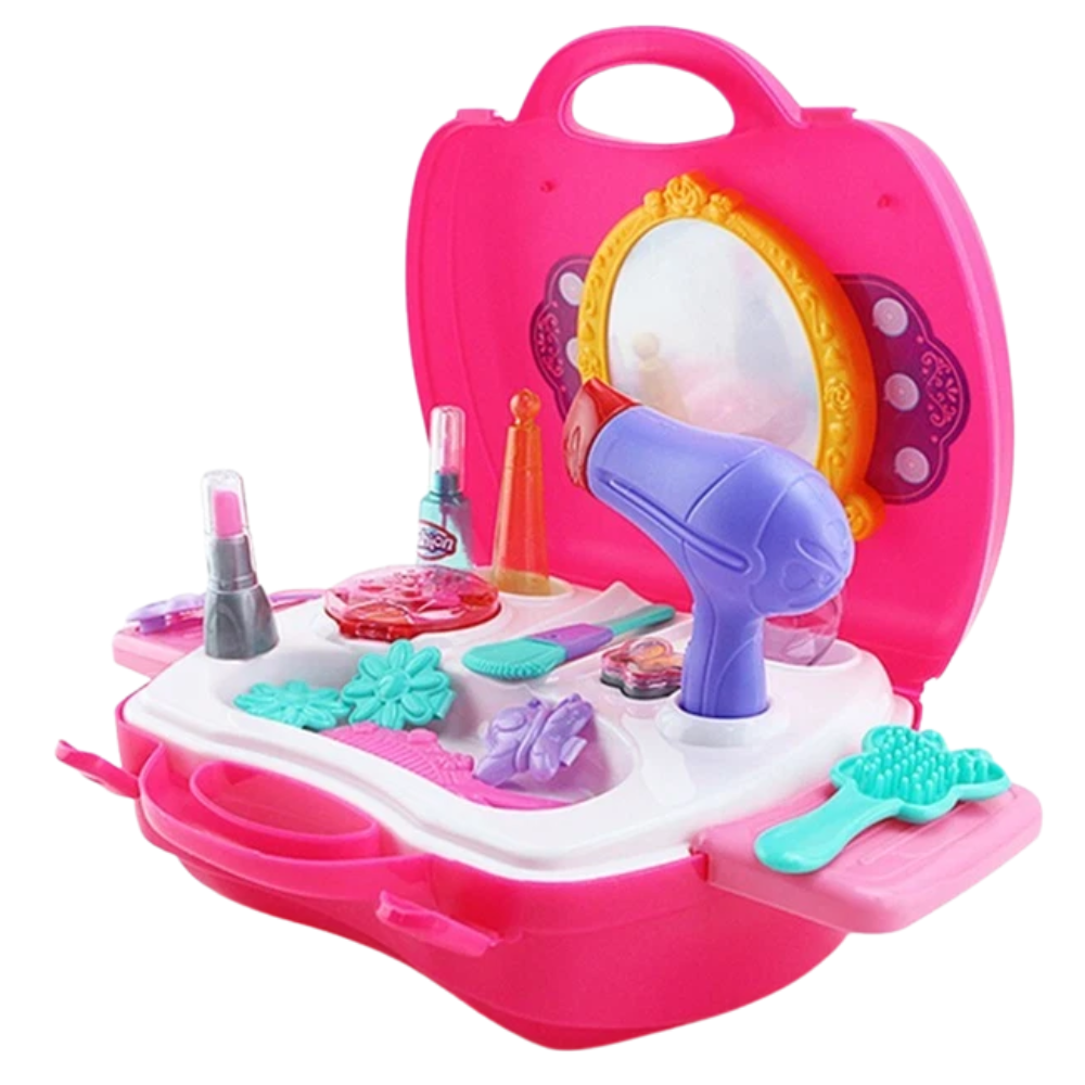 Princess Makeup Set Vanity Beauty Case with Hair Dryer for Kids