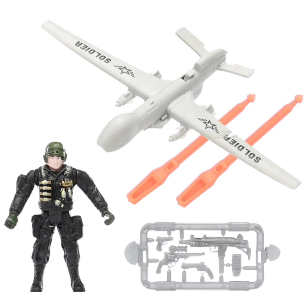 Dromader Military Combat Soldier and Army Plane Playset Plastic Toy Gift for Children