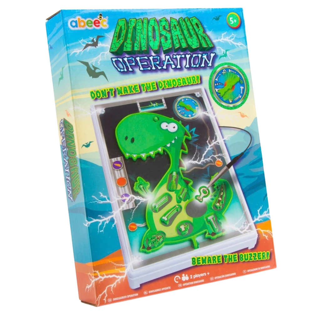 Dino Operation Game for Kids Dinosaur Board Game Plastic Pieces Solo Play